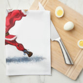 Bodybuilder Santa Funny Christmas Keuken Handdoek (Quarter Fold)