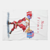 Bodybuilder Santa Funny Christmas Keuken Handdoek (Horizontaal)