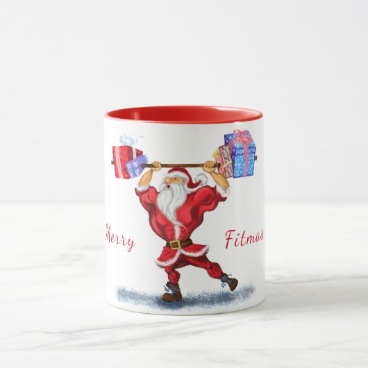 Bodybuilder Santa Funny Christmas Mok Gift (Midden)