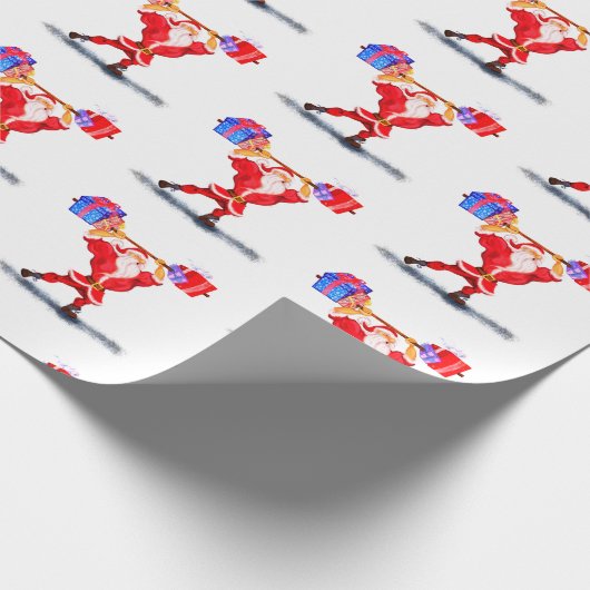 Bodybuilder Santa Funny Christmas Wrapping Paper Cadeaupapier (Hoek)