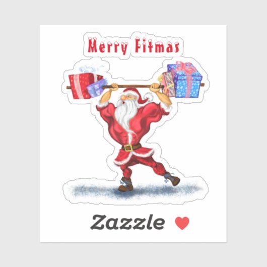 Bodybuilder Santa Funny Kerst sticker (Vel)