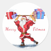 Bodybuilder Santa Funny Kerst sticker (Voorkant)