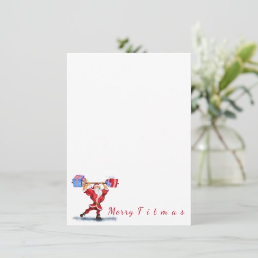 Bodybuilder Santa Funny Kerstmenu - Jouw tekst Menu (Staand voorkant)