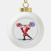 Bodybuilder Santa Funny Kerstversiering Keramische Bal Ornament (Voorkant)