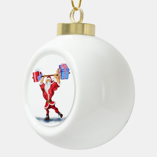 Bodybuilder Santa Funny Kerstversiering Keramische Bal Ornament (Rechts)