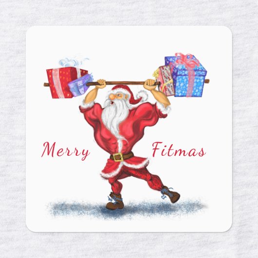 Bodybuilder Santa Gift Grappige Kerstmis Labels (Design 1)