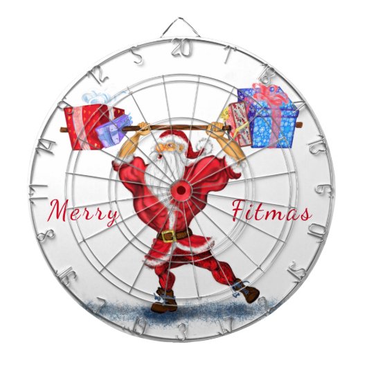Bodybuilder Santa Grappig Kerst Gift Dart Board Dartbord (Voorkant)