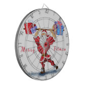 Bodybuilder Santa Grappig Kerst Gift Dart Board Dartbord (Voorkant Links)
