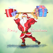 Bodybuilder Santa Grappig Kerst Venster Cling Raamsticker (Vel 3)