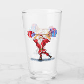 Bodybuilder Santa Grappig Kerstglas Glas (Achterkant)