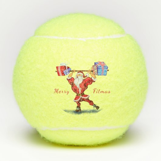 Bodybuilder Santa Grappige Kerstmis Tennis Ballen (Voorkant)