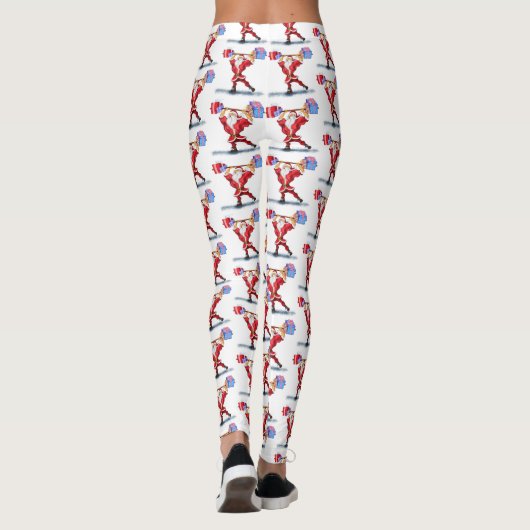 Bodybuilder Santa Kerstcadeau Grappige Leggings (Achterkant)