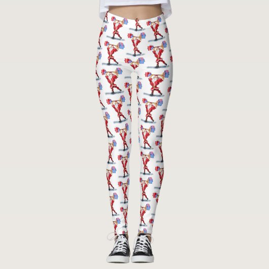 Bodybuilder Santa Kerstcadeau Grappige Leggings (Voorkant)