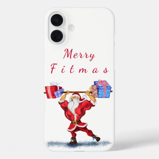 Bodybuilder Santa Kerstmis iPhone Case (Achterkant)
