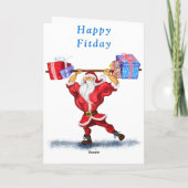 Bodybuilder Santa met Gift Funny Birthday Kaart (Achterkant)