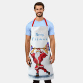 Bodybuilder Santa met Gift Funny Christmas Schort (Gedragen)