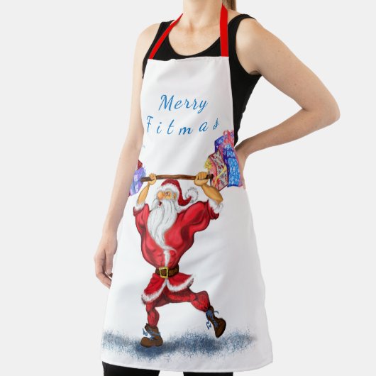 Bodybuilder Santa met Gift Funny Christmas Schort (Insitu)