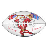 Bodybuilder Santa met Kerstcadeau Football (Voorkant)