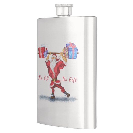 Bodybuilder Santa met Kerstcadeau Funny Flask Flacon (Links)