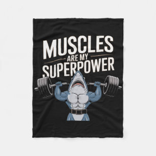 Bodybuilder Shark Lover Gym Fitness Workout Bodybu Fleece Deken