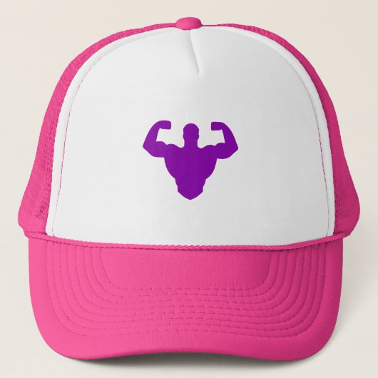 Bodybuilder Silhouet - Dubbele Biceps Kracht Trucker Pet (Voorkant)