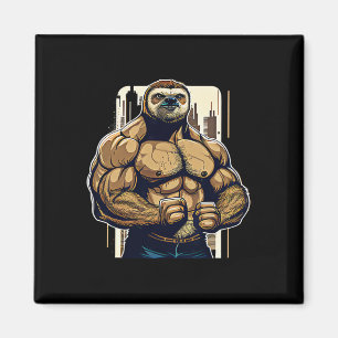 Bodybuilder Sloth Funny Bodybuilding Sloth Fitness Magneet