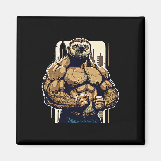 Bodybuilder Sloth Funny Bodybuilding Sloth Fitness Magneet (Voorkant)