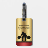 Bodybuilder Sport gewichtheffer silhouet Elegant Bagagelabel (Achterkant verticaal)