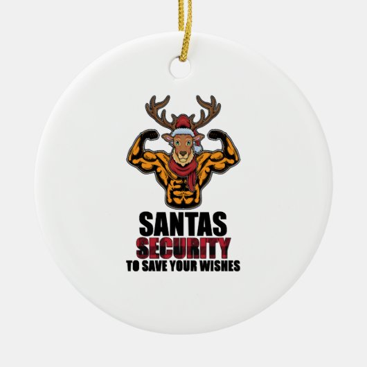 Bodybuilder Weiglifter Gym Musea Santa Security Keramisch Ornament (Voorkant)