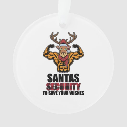 Bodybuilder Weiglifter Gym Musea Santa Security Ornament (voorkant)