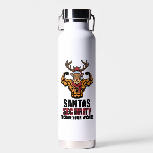 Bodybuilder Weiglifter Gym Musea Santa Security Waterfles (Voorkant)