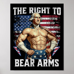 Bodybuilding 4th of July Dad USA Flag 2nd Beer Arm Poster