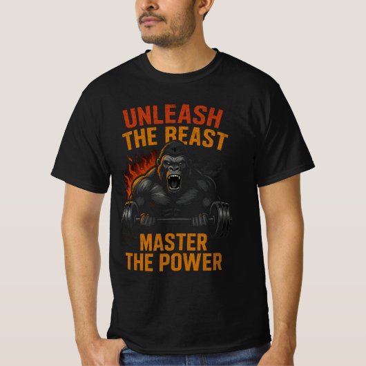 Bodybuilding Beast Power – Unleash Strength Muscle T-shirt (Voorkant)