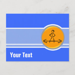 Bodybuilding; blauw en oranje briefkaart