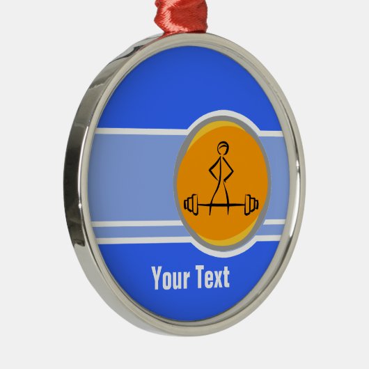 Bodybuilding; blauw en oranje metalen ornament (Rechts)