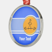 Bodybuilding; blauw en oranje metalen ornament (Links)