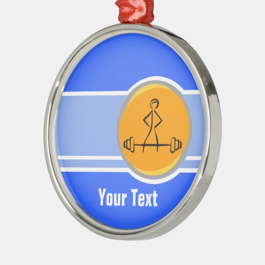 Bodybuilding; blauw en oranje metalen ornament (Links)