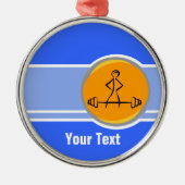 Bodybuilding; blauw en oranje metalen ornament (Voorkant)