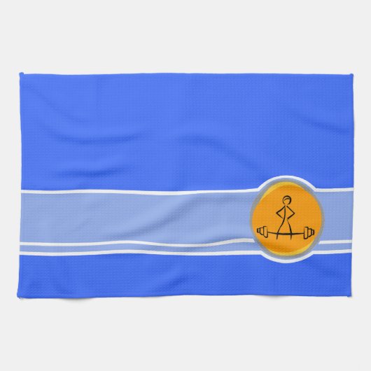 Bodybuilding; blauw en oranje theedoek (Horizontaal)