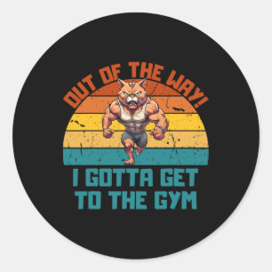 Bodybuilding Cat Gewichtheffen Voor Mannen Vrouwen Ronde Sticker
