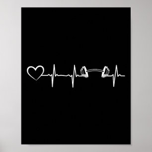 Bodybuilding Dumbbell Heartbeat Heart Gym Bodybuil Poster