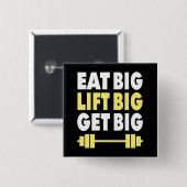 Bodybuilding - Eet groot, Lift groot, Groot worden Vierkante Button 5,1 Cm (Voorkant /achterkant)