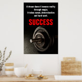 Bodybuilding Fitness Inspirerend Succes Dumbell Poster (Keuken)
