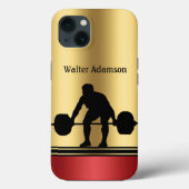 Bodybuilding gewichtheffer silhouet Personaliseren Case-Mate iPhone Case (Achterkant)