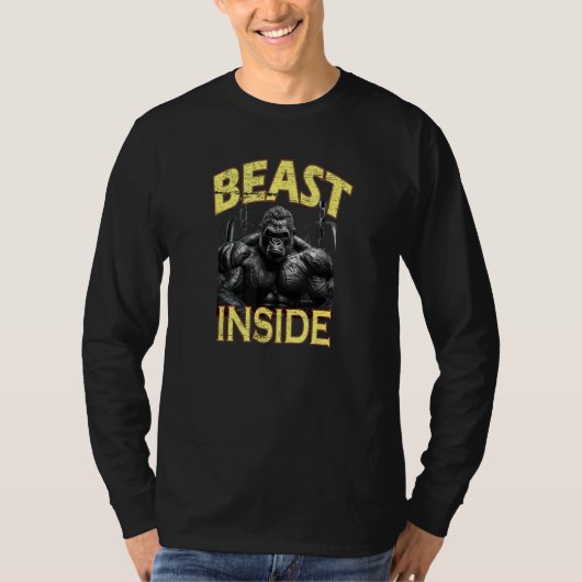 Bodybuilding Gorilla Gym Fitness Beast Inside T-shirt (Voorkant)