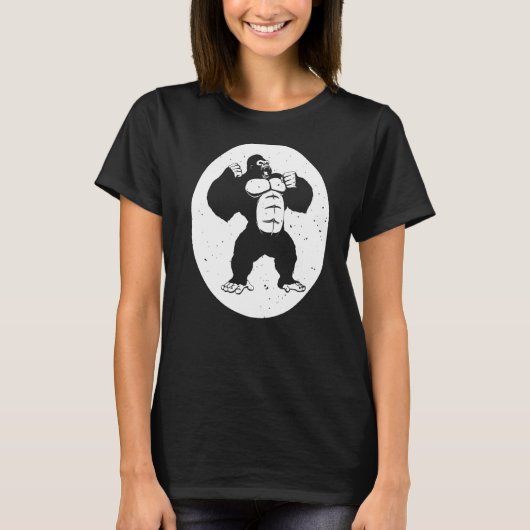 Bodybuilding Gorilla voor het volgende werkstuk in T-shirt (Voorkant)