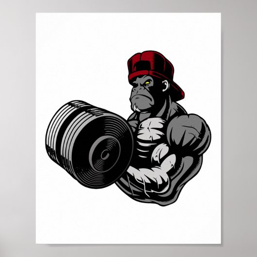 Bodybuilding Gorilla Workout Gym Strength Training Poster (Voorkant)
