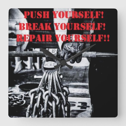 Bodybuilding Gym Motivation Vierkante Klok (Voorkant)