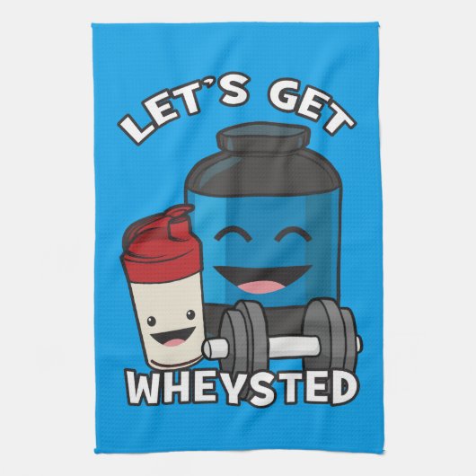 Bodybuilding Humor - Let's Get Wheysted Theedoek (Verticaal)