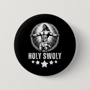 Bodybuilding Jezus Fitness Heilige Spierbundel Gra Ronde Button 5,7 Cm